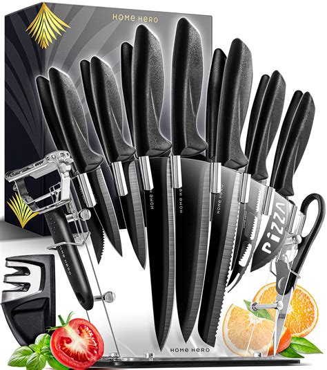 Includes 13 Professional Knives, kitchen scissors, bonus peeler, a premium. . Home hero knife